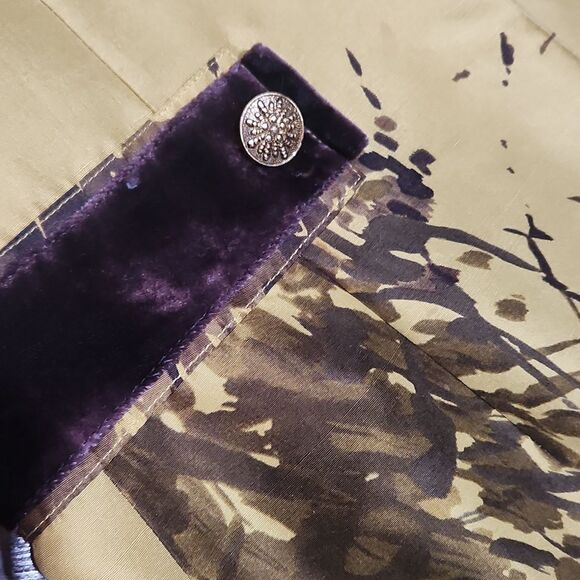 Anne Klein Mustard Gold w/Plum Abstract Design Silk Dress Jacket - Picture 4 of 9